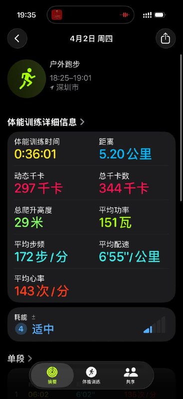 Activity name: 傍晚跑步Distance: 5206.5Elapsed time: 36 minutes, 2 secondsView more #悦动